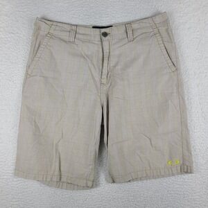 Oakley Shorts Mens 36 Beige Tan Brown Yellow Plaid 10" Inseam Casual Golf Chino